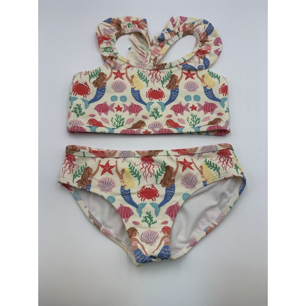 Boden Mini Frill Strap Ivory Mermaid Bikini Swimsuit-7-8Y